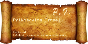 Prikosovits Izrael névjegykártya